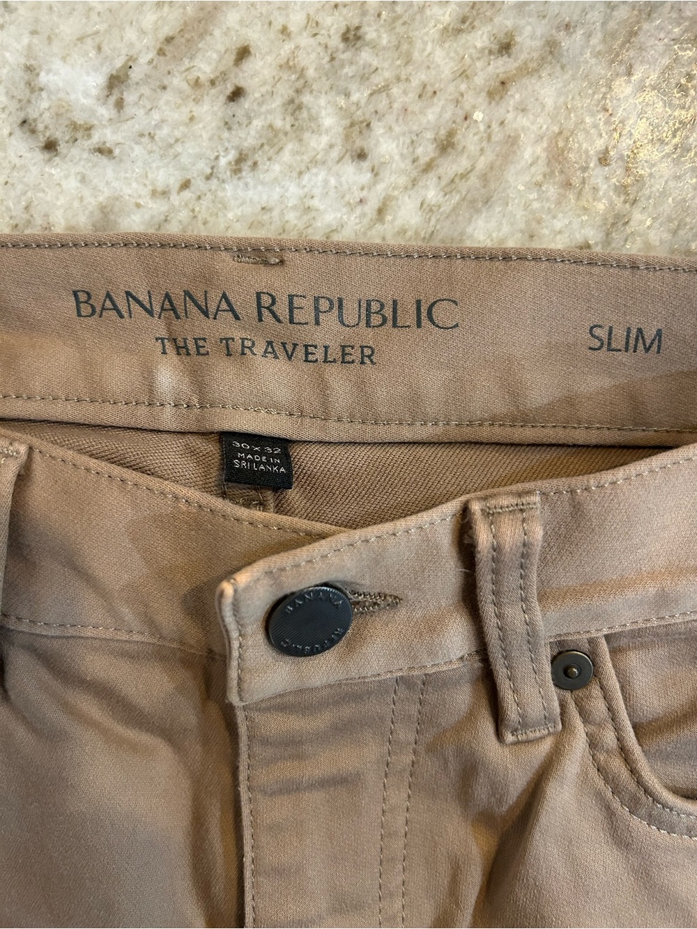 Banana Republic Slim Traveler Pants in Light Tan